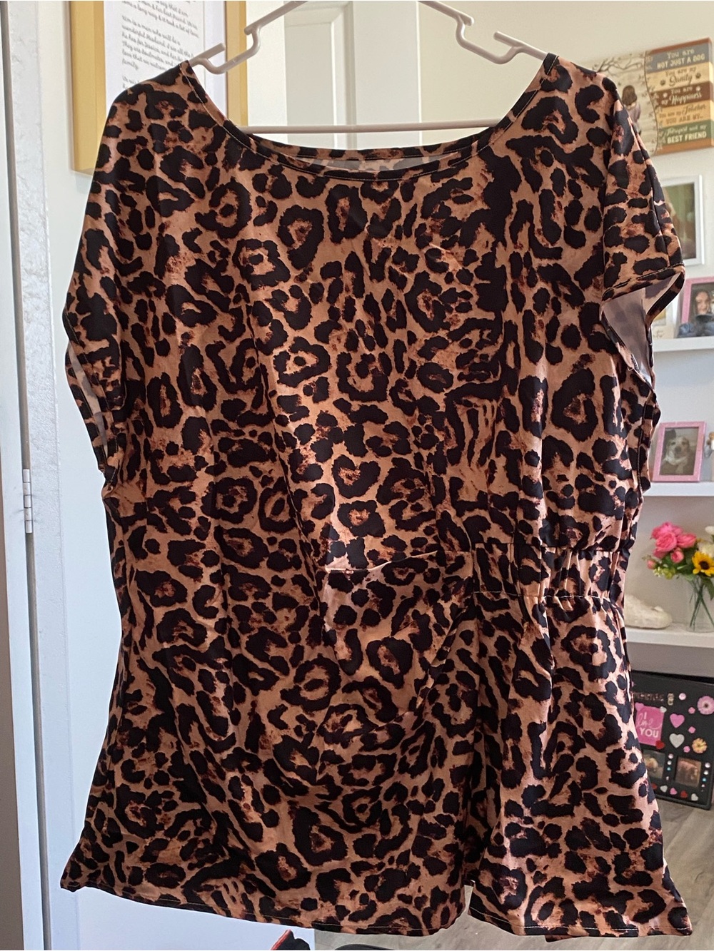 SHEIN Leopard Print Scoop Neck Top Plus Size 2X